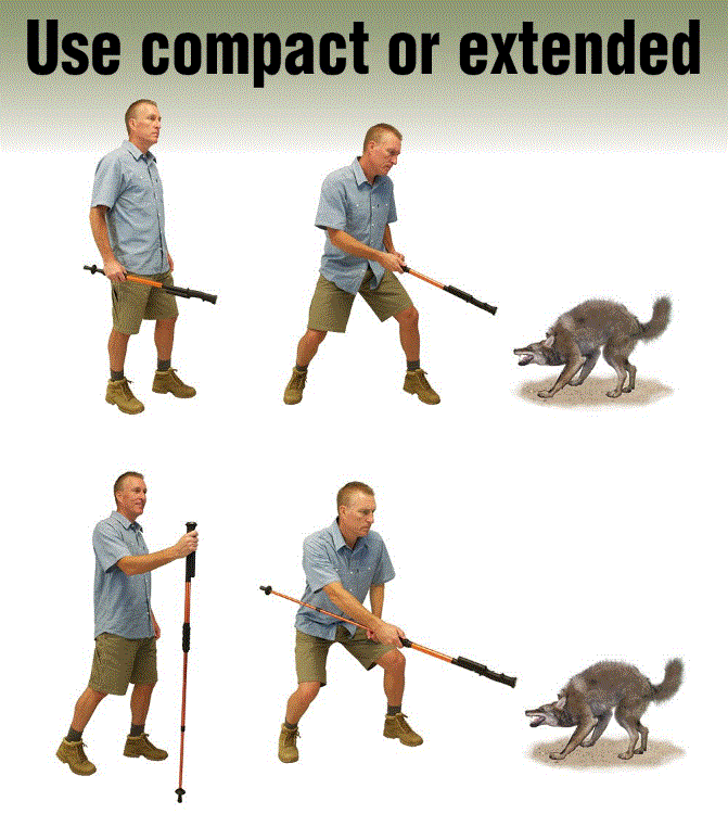 950,000 Volt Hike-N-Strike Hiking Staff with Stun Gun and Flashlight